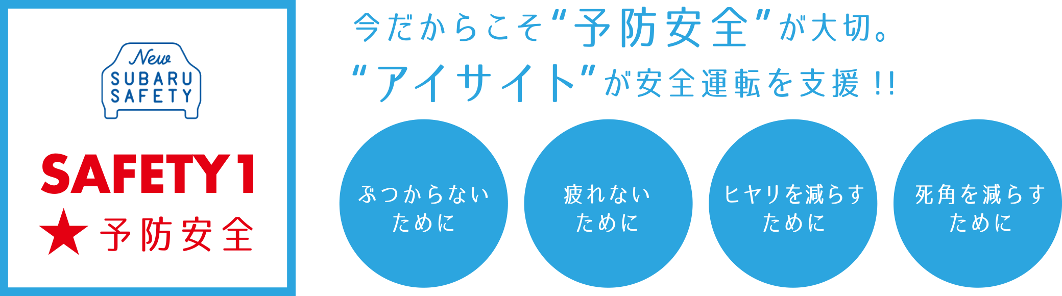 SAFETY1 予防安全 今だからこそ“予防安全”が大切。“アイサイト”が安全運転を支援！!