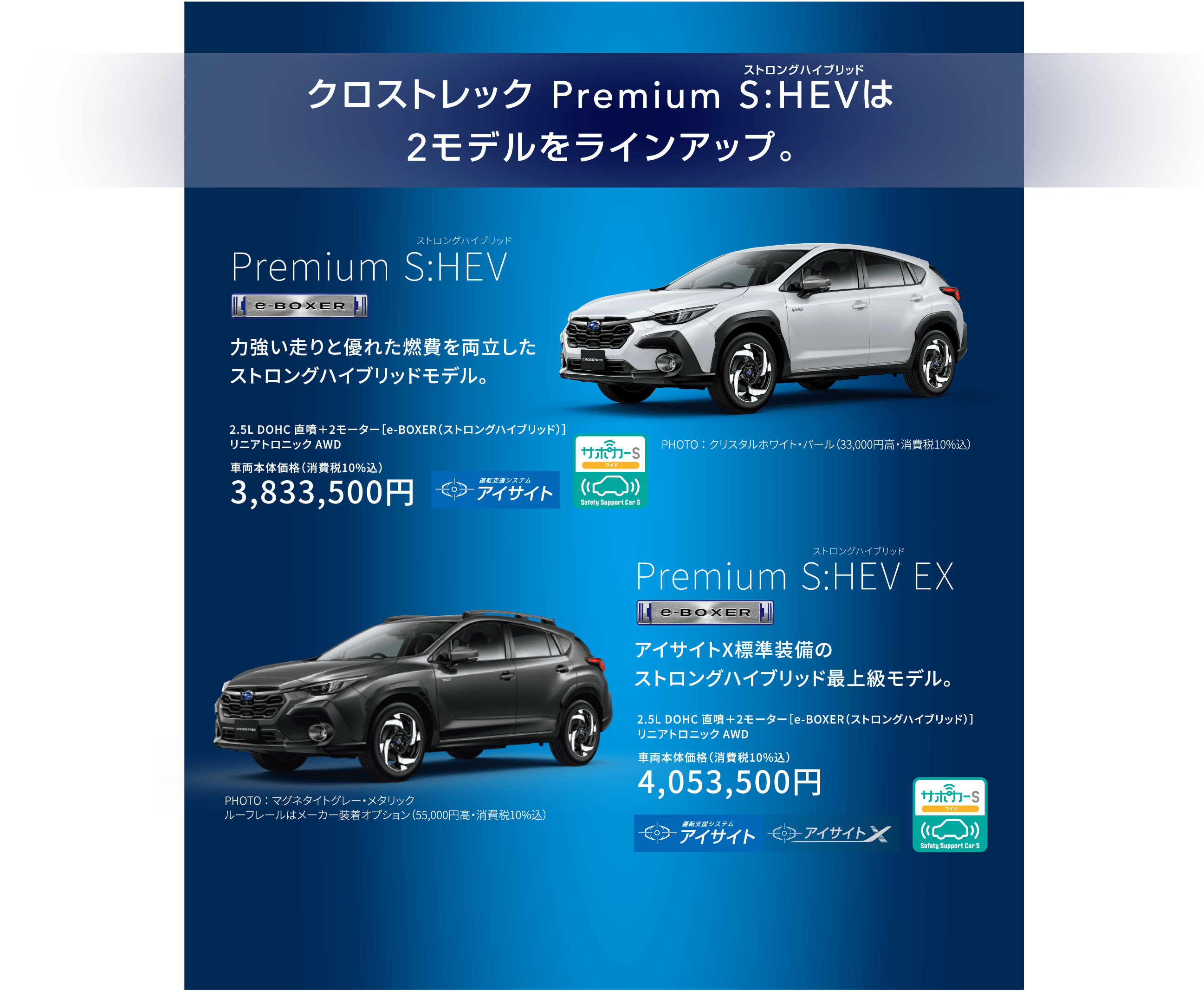 クロストレック Premium S:HEVは2モデルをラインアップ